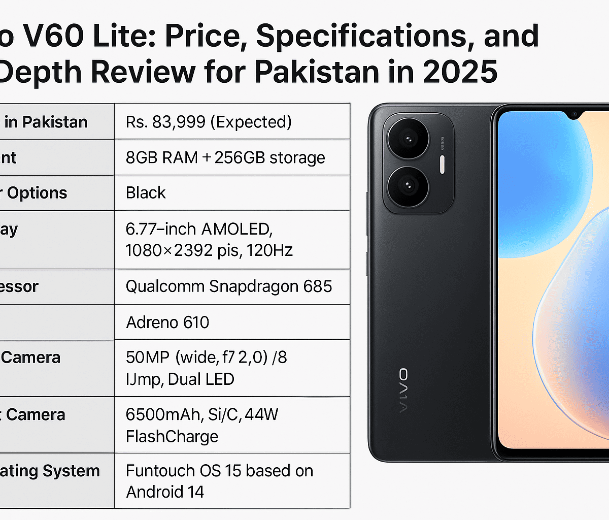 Vivo V60 Lite Price in Pakistan 2025 & Full Specifications